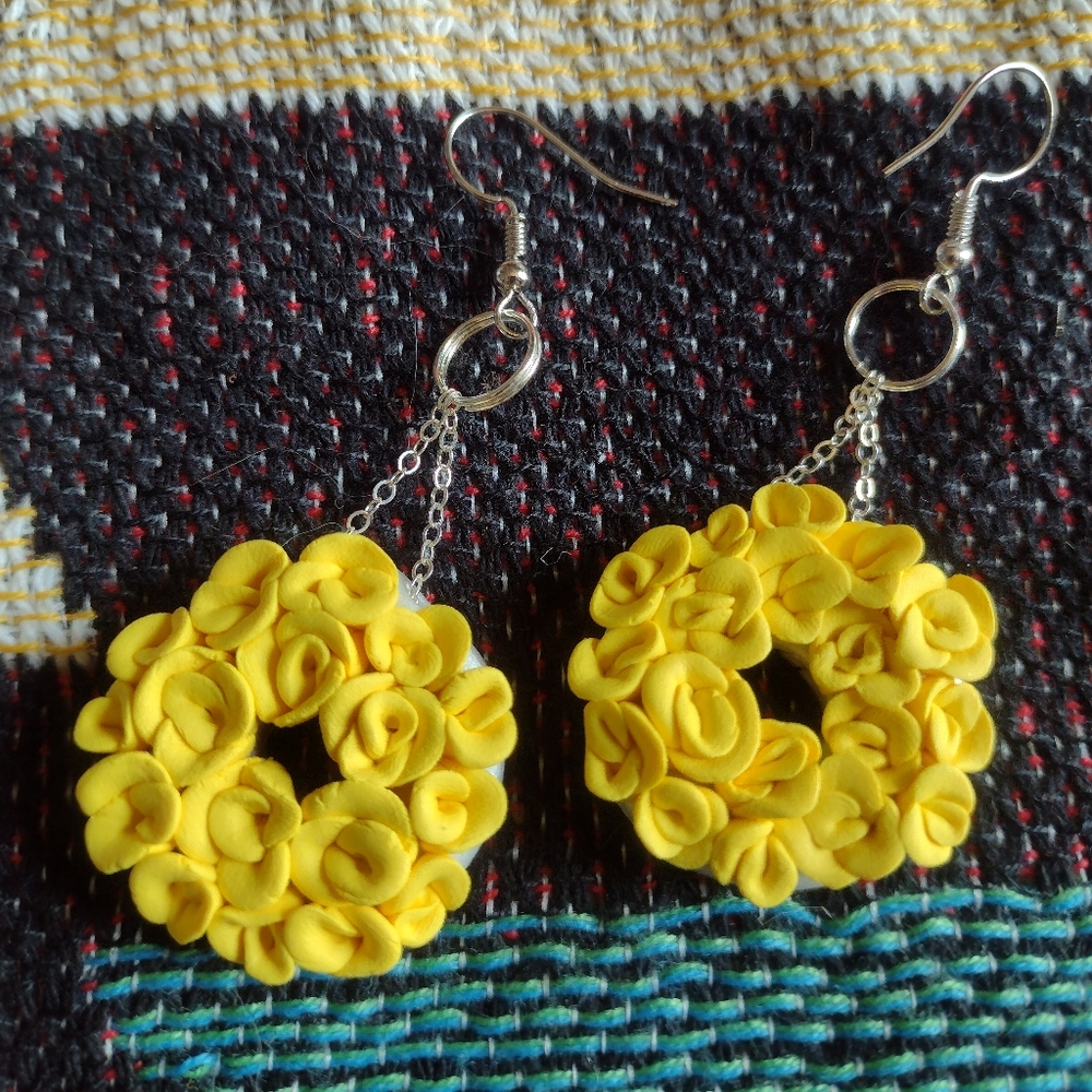 Yellow Rose Clay Earrings